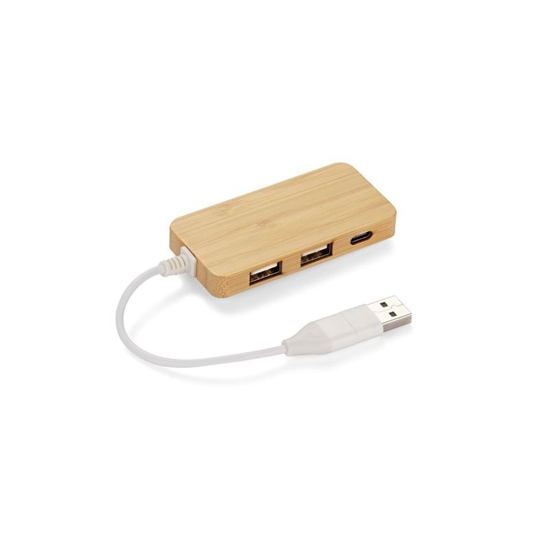 Hub usb en bambou avec prise remplaçable - rivo