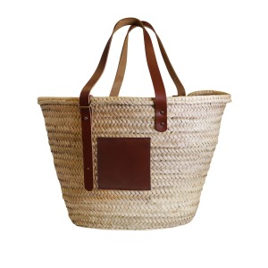 Panier publicitaire anses cuir 46x28x32cm