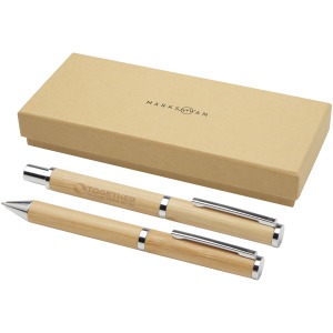 Coffret cadeau stylo bille personnalisable et stylo roller Apolys en bambou