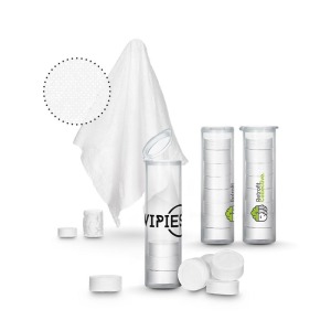 Lingettes compressées reutilisables en tube de 8 pastilles