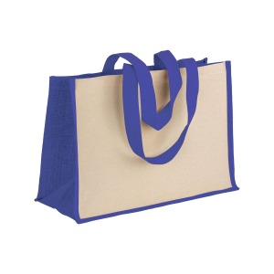 Tote-bag avec soufflet en coton 280g/m², détails en toile de jute, anses longues