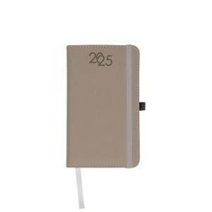 Agenda publicitaire hebdomadaire 2025, couverture avec surpiqûres, porte-stylo et papier blanc