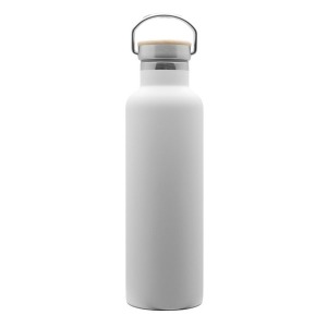 Bouteille promotionnelle isotherme 'Arima', noire, bouchon bambou, 750ml