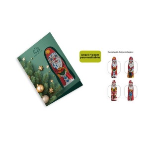 Carte à plier avec Père Noël en chocolat au lait