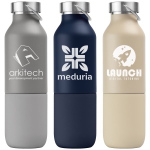 2-en-1 Bouteille en acier inoxydable recyclé à double paroi de 590ml et gobelet de 325ml