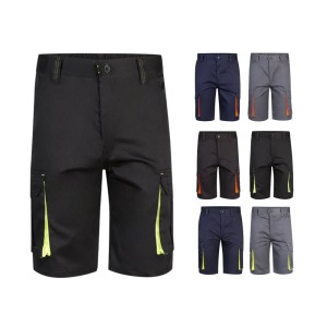 VL HEMERA. Bermuda personnalisable stretch bicolore, multipoches 240g/m², en coton 46%, EME 38% et polyester 16%