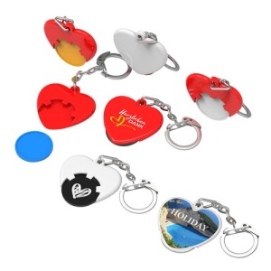 Porte-clés jeton avec logo 1€ coeur