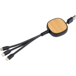 câble personnalisé de recharge rétractable avec embout en bambou