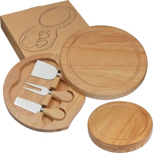 Plateau à fromage en bambou avec 3 ustensiles