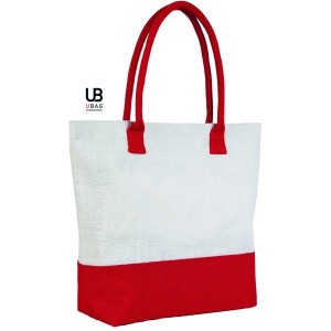 Sac publicitaire shopping en jute de couleur capri