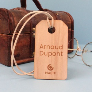 Etiquette bois 80x50mm - bagage ou boutique