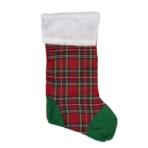 Chaussette de Noël personnalisée tartan 42cm