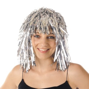 Perruque disco avec logo argent