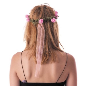 Couronne personnalisable de fleurs roses