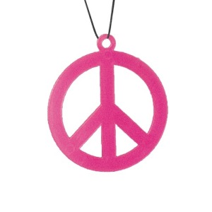 Pendentif hippie personnalisable rose fluo 8.5cm