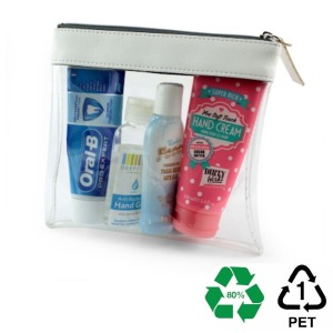Trousse personnalisable zippée transparente 185x180x20mm en rPET