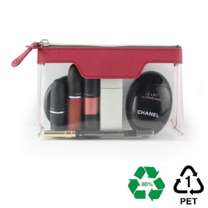 Trousse personnalisable zippée transparente 185x120x60mm en rPET
