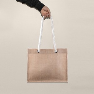 Sac en jute personnalisable et corde 40x16x32cm