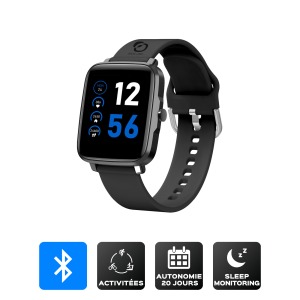 Montre connectée personnalisée noire avec un écran tactile