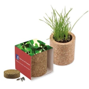 Pot rond en liège - Bulbes de trèfle à 4 feuilles publicitaire