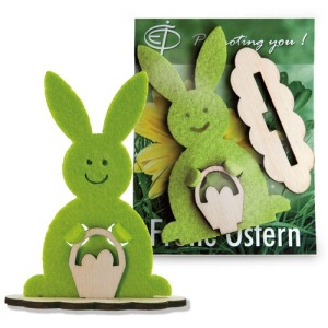 Carte avec figurine bois/feutrine - Lapin