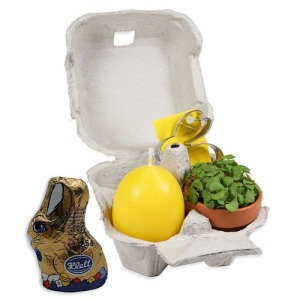 Le plaisir en boîte - avec set de plantation mini-pot en terre cuite, bougie personnalisable ?uf, moule à gâteau ?lapin?