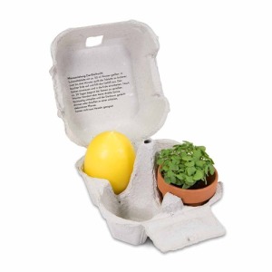 Le plaisir en boîte - avec des pots en argile et des bougies personnalisables aux oeufs