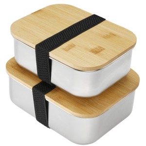 Boîte à repas 1350ml en acier inoxydable avec couvercle en bambou