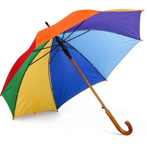 Parapluie automatique publicitaire arc-en-ciel en bois 23 en polyester 190T