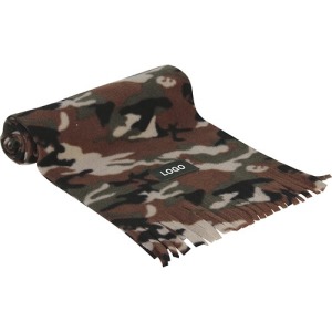 Écharpe personnalisable camouflage en fibre polaire 220g/m² avec plaquette