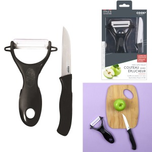 couteau ceramique 7.5cm avec eplucheur personnalisé