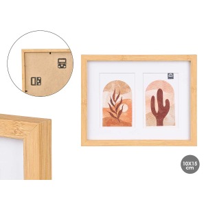 cadre avec logo 2 photos 10x15 effet bambou