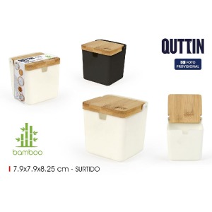 Sucrier personnalisable avec couvercle en bambou Quttin