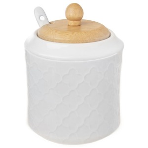 Sucrier personnalisable en porcelaine blanche avec cuillère WHITEL