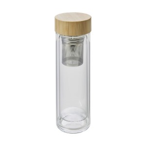 Bouteille double paroi 42cl en verre et bambou