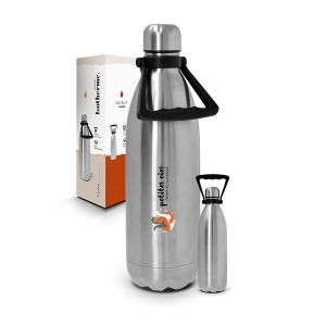 Bouteille gourde isotherme publicitaire double-paroi inox 1l