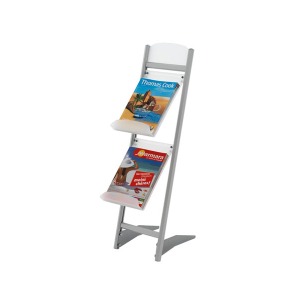 Brochure-Displays Alu Incliné 2 Niveaux A4