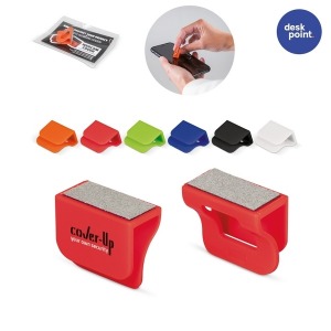 Cache webcam publicitaire avec essuie écran