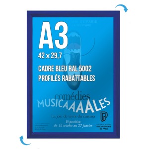 Cadre Affichage personnalisable CLIC-CLAC Mural A.3 BLEU 5002