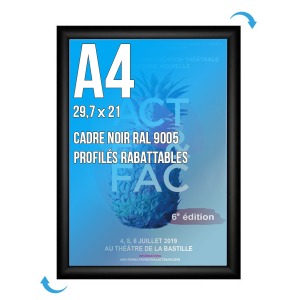 Cadre Affichage publicitaire CLIC-CLAC Mural A.4 NOIR 9005