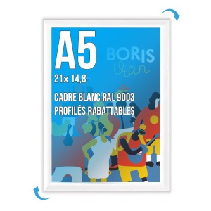 Cadre Affichage publicitaire CLIC-CLAC Mural A.5 BLANC RAL 9003