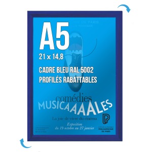 Cadre Affichage publicitaire CLIC-CLAC Mural A.5 BLEU RAL 5002