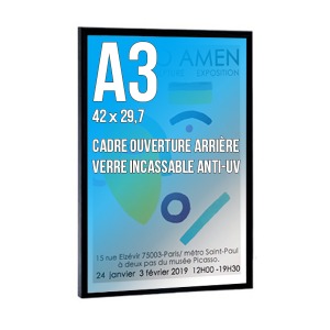 Cadre publicitaire déco A3 couleur noir