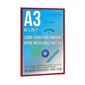 Cadre publicitaire déco A3 couleur rouge