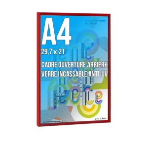 Cadre publicitaire déco A4 couleur rouge