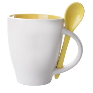 Mug personnalisable bicolore en céramique de 28cl avec cuillère