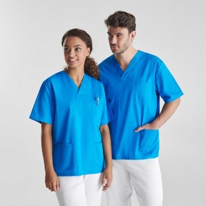 Blouse avec logo unisexe manches courtes en col V croisé - Panacea