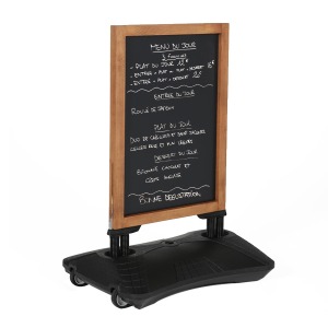 Panneau Ardoise personnalisable NOIR Cadre Bois 68x46 + Base Lest. NOIR