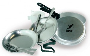 Popote alu avec logo 2 personnes 12 pièces