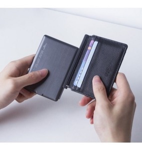 Porte-cartes anti-RFID en Cuir Recyclé avec batterie 3000mAh